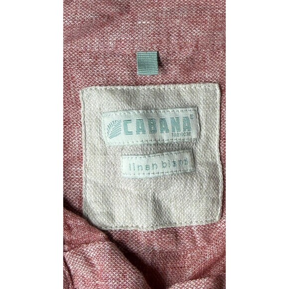 Cabana Shirt 100% Linen Button Down Size Large Men's Pink Short Sleeve - Picture 5 of 8